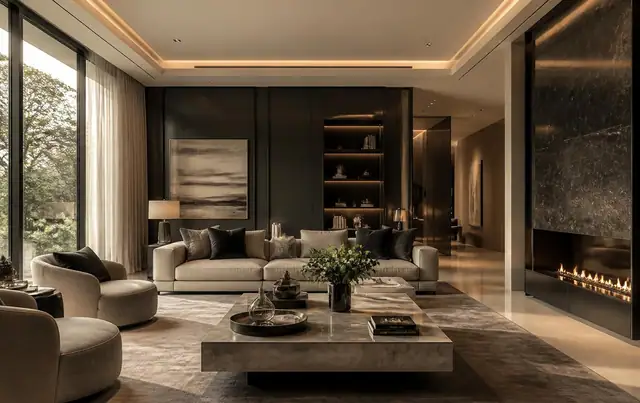 Elegant living room of an Eastside home prepared for sale